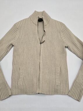 Lauren Ralph Lauren Women's Beige Ribbed Zip-Up Sweater